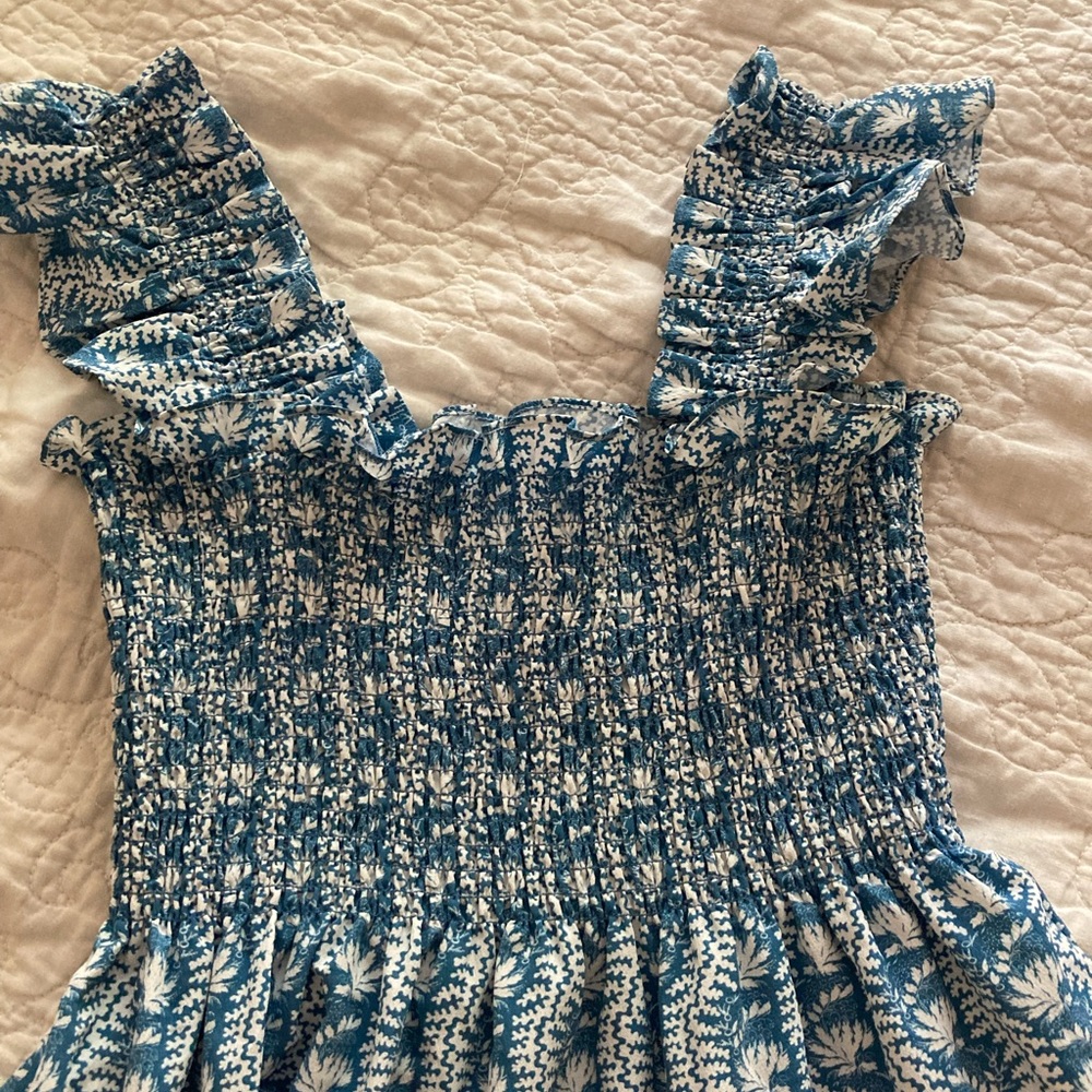 Hill House Ellie dress, blue vine crepe S